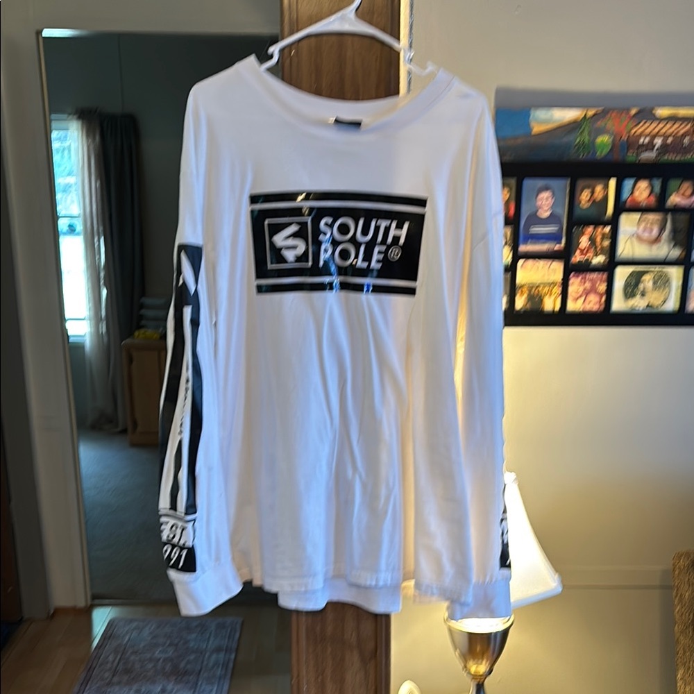South Pole White and Black Graphic Long Sleeve